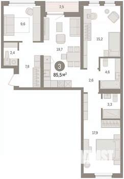 3-к квартира, вторичка, 86м2, 5/7 этаж