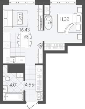 1-к квартира, вторичка, 36м2, 5/24 этаж