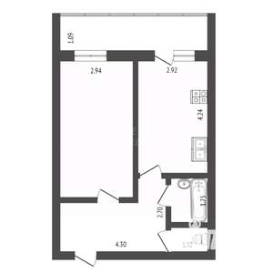 1-к квартира, вторичка, 42м2, 3/14 этаж
