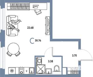Студия квартира, вторичка, 31м2, 25/25 этаж