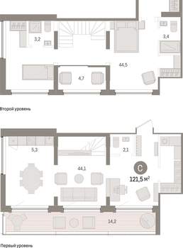 2-к квартира, вторичка, 121м2, 8/9 этаж