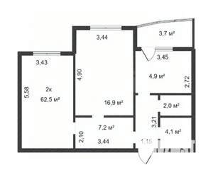2-к квартира, вторичка, 62м2, 11/14 этаж
