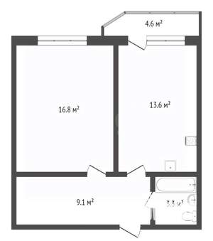 1-к квартира, вторичка, 39м2, 2/16 этаж