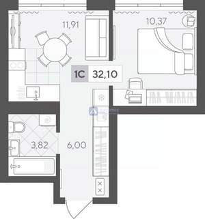 1-к квартира, вторичка, 32м2, 6/17 этаж