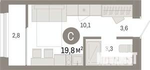 Студия квартира, вторичка, 20м2, 5/17 этаж