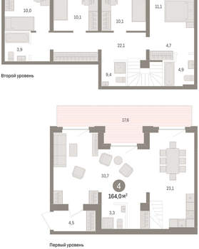 4-к квартира, вторичка, 164м2, 2/10 этаж