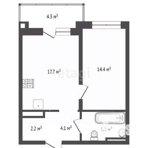 1-к квартира, вторичка, 47м2, 6/10 этаж