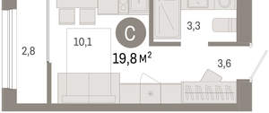 Студия квартира, вторичка, 20м2, 7/17 этаж