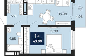 1-к квартира, вторичка, 41м2, 17/20 этаж