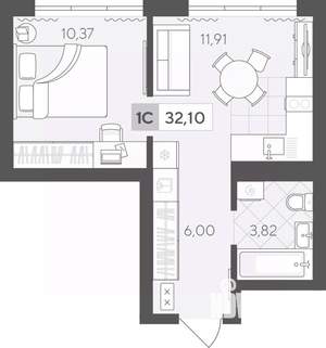 1-к квартира, вторичка, 32м2, 2/17 этаж