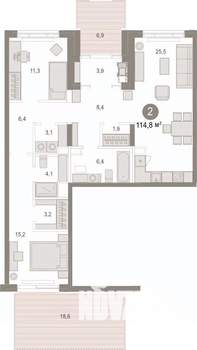 2-к квартира, вторичка, 115м2, 1/9 этаж
