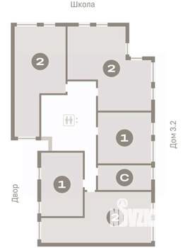 2-к квартира, вторичка, 73м2, 8/9 этаж