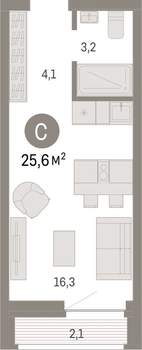 Студия квартира, вторичка, 26м2, 4/10 этаж