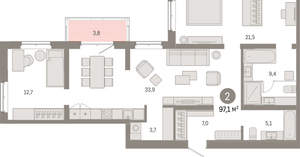 2-к квартира, вторичка, 97м2, 5/11 этаж