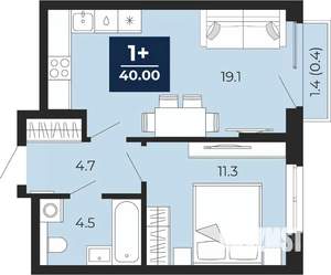 1-к квартира, вторичка, 40м2, 8/16 этаж