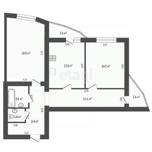 2-к квартира, вторичка, 71м2, 5/18 этаж