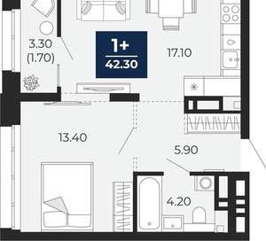 1-к квартира, вторичка, 41м2, 8/24 этаж