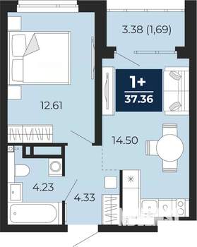 1-к квартира, вторичка, 37м2, 9/22 этаж