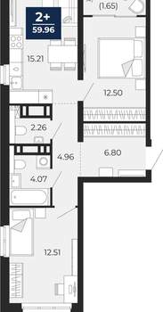 2-к квартира, вторичка, 58м2, 22/22 этаж