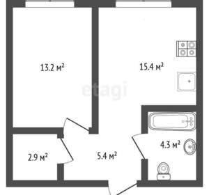 1-к квартира, вторичка, 42м2, 8/16 этаж