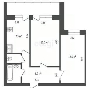 2-к квартира, вторичка, 46м2, 4/9 этаж
