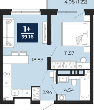 1-к квартира, вторичка, 39м2, 19/22 этаж