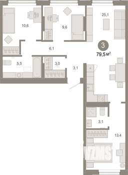 3-к квартира, вторичка, 80м2, 2/9 этаж