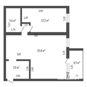 1-к квартира, вторичка, 68м2, 6/14 этаж