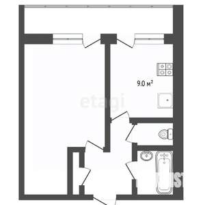 1-к квартира, вторичка, 34м2, 9/9 этаж