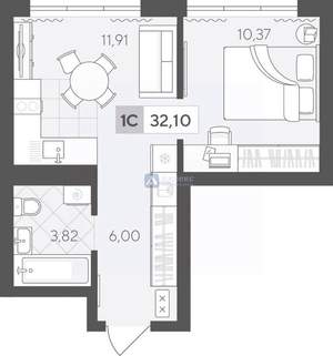 1-к квартира, вторичка, 32м2, 13/17 этаж