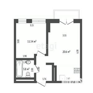 1-к квартира, вторичка, 39м2, 7/16 этаж