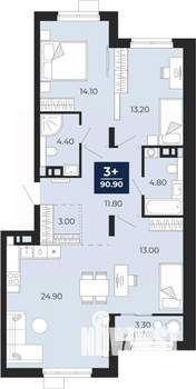 3-к квартира, вторичка, 91м2, 9/9 этаж
