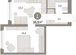 1-к квартира, вторичка, 37м2, 5/16 этаж