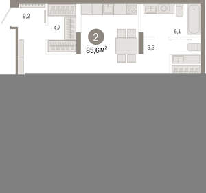 2-к квартира, вторичка, 86м2, 1/16 этаж