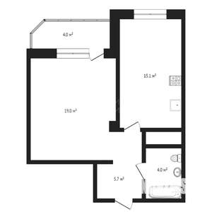 1-к квартира, вторичка, 45м2, 10/19 этаж