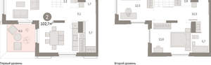 2-к квартира, вторичка, 103м2, 15/16 этаж
