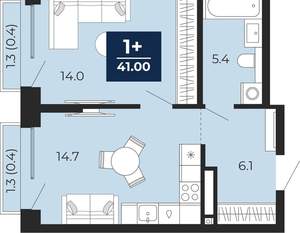 1-к квартира, вторичка, 41м2, 6/16 этаж