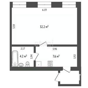 1-к квартира, вторичка, 37м2, 1/5 этаж