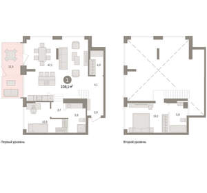 1-к квартира, вторичка, 108м2, 1/8 этаж