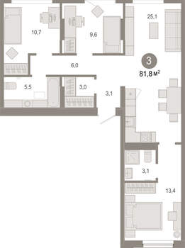 3-к квартира, вторичка, 82м2, 4/17 этаж