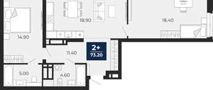 2-к квартира, вторичка, 73м2, 4/24 этаж