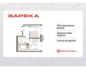 1-к квартира, вторичка, 32м2, 3/25 этаж