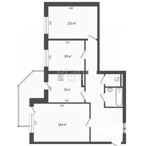 3-к квартира, вторичка, 61м2, 8/9 этаж