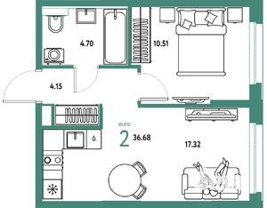 2-к квартира, вторичка, 37м2, 20/25 этаж