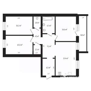 3-к квартира, вторичка, 102м2, 2/9 этаж