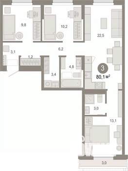 3-к квартира, вторичка, 79м2, 7/7 этаж