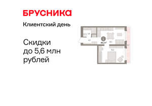 1-к квартира, вторичка, 46м2, 10/16 этаж