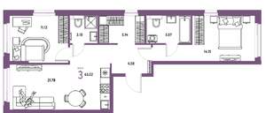 3-к квартира, вторичка, 65м2, 22/25 этаж