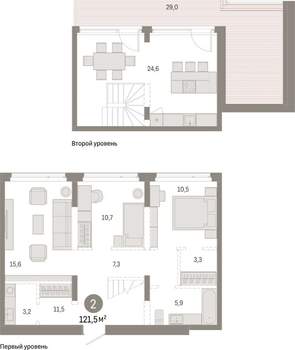 2-к квартира, вторичка, 122м2, 8/25 этаж