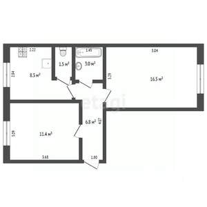 2-к квартира, вторичка, 45м2, 1/2 этаж